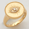 14KY 0.10CTW DIAMOND EVIL EYE STARBURST PINKY RING