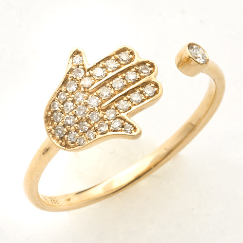 14KY 0.20CTW DIAMOND OPEN DESIGN HAMZA PINKY RING