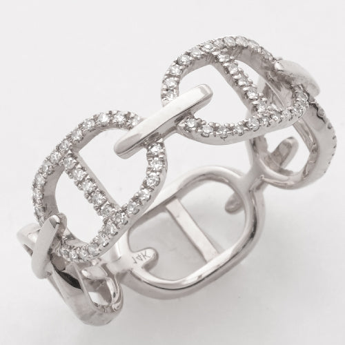 14KW 0.25CTW DIAMOND GUCCI LINK DESIGNER RING