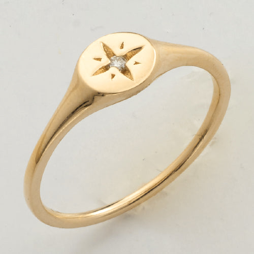 14KY 0.03CTW DIAMOND 4-POINT STAR DESIGNER RING