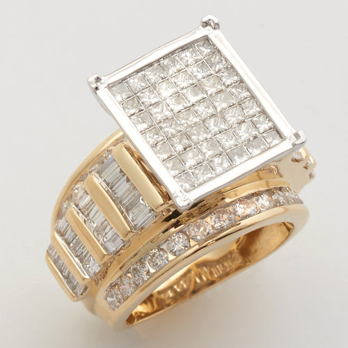 14KYW 4.0CTW PC DIAMOND CINDERELLA RING - BAGUETTE