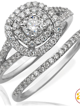 14KW 1.00CTW DIAMOND BRIDAL SET - DOUBLE ROUNDED