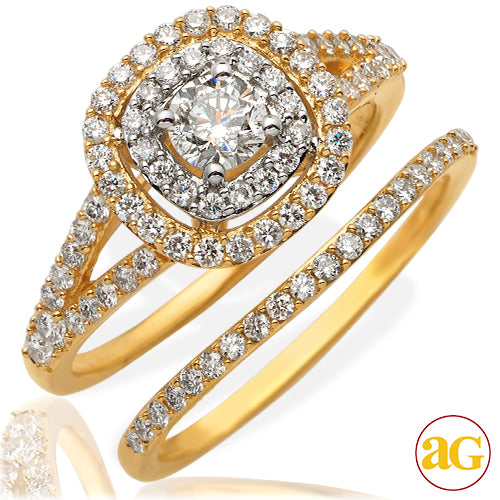 14KY 1.00CTW DIAMOND BRIDAL SET - DOUBLE ROUNDED