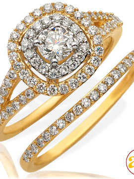 14KY 1.00CTW DIAMOND BRIDAL SET - DOUBLE ROUNDED