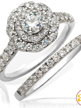 14KW 1.25CTW DIAMOND BRIDAL SET - DOUBLE OCTAGON