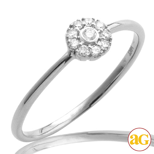 14KW 0.10CTW DIAMOND FLOWER RING