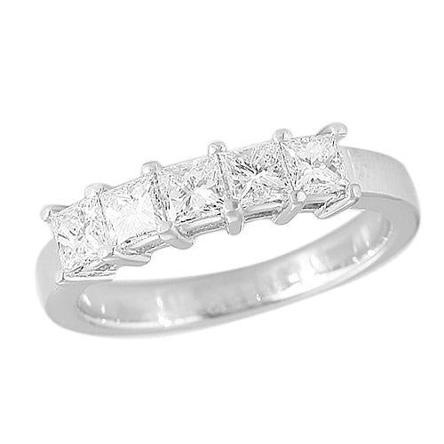 14KW 1.00CTW 5 STONE DIAMOND PRINCESS BAND