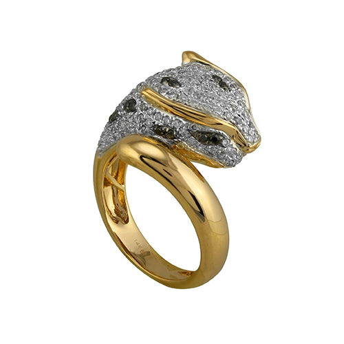 14KY 1.0CTW DIAMOND PANTHER RING