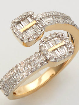 14KY 0.85CTW DIAMOND BAGUETTE & ROUND CUT CUFF