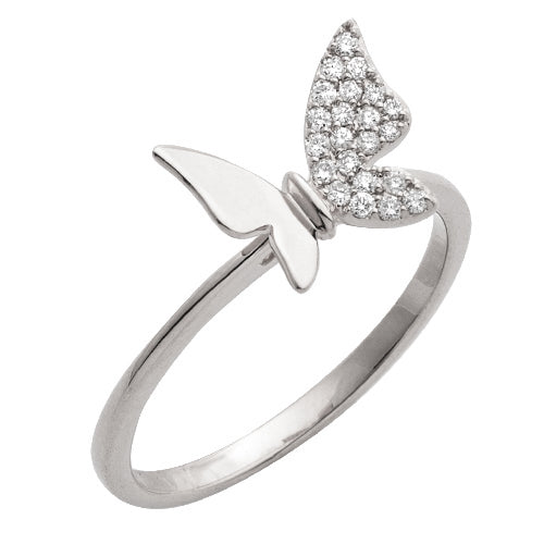 14KW 0.15CTW DIAMOND DESIGNER BUTTERFLY RING