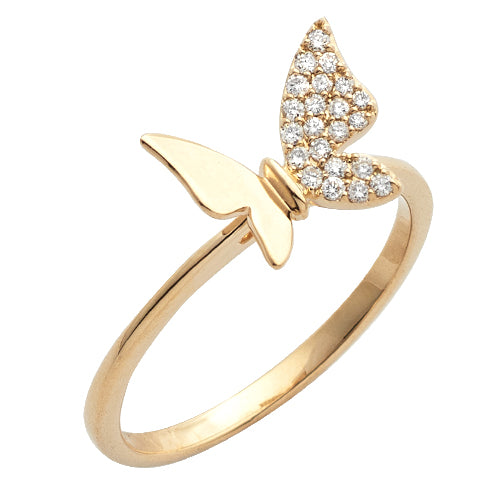 14KY 0.15CTW DIAMOND DESIGNER BUTTERFLY RING