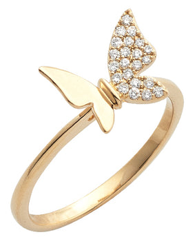 14KY 0.15CTW DIAMOND DESIGNER BUTTERFLY RING