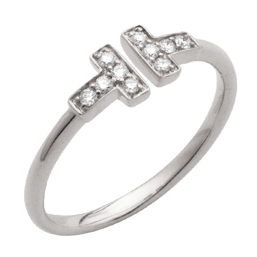 14KW 0.15CTW DIAMOND OPEN DESIGN RING -T SHAPE