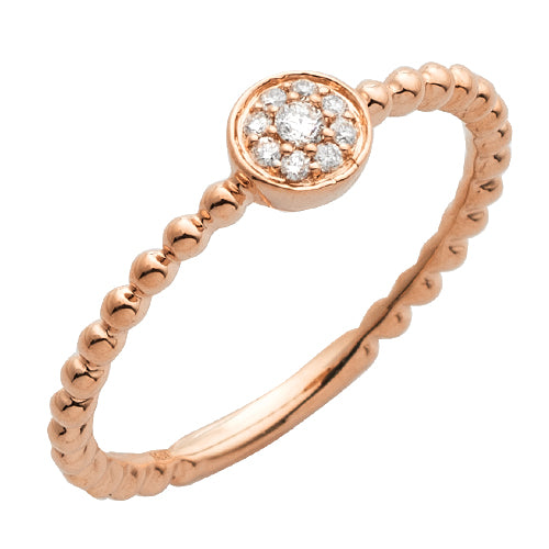 14KR 0.10CTW DIAMOND ROUND DISC RING - BEADED