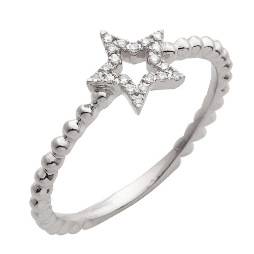 14KW 0.10CTW DIAMOND OPEN STAR DESIGNER RING