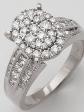 14KW 1.15CTW OVAL CLUSTER LADIES RING