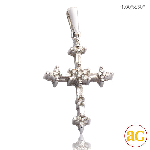 14KW 0.25 CTW DIAMOND CROSS