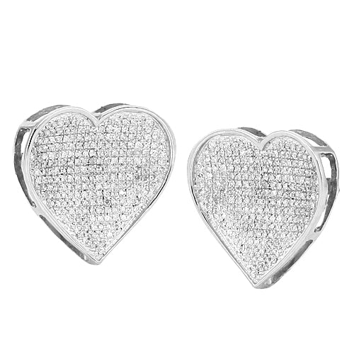 10KW 0.75CTW DIAMOND HEART EARRINGS