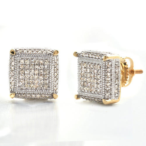 10KY 0.50CTW DIAMOND CUBE EARRINGS