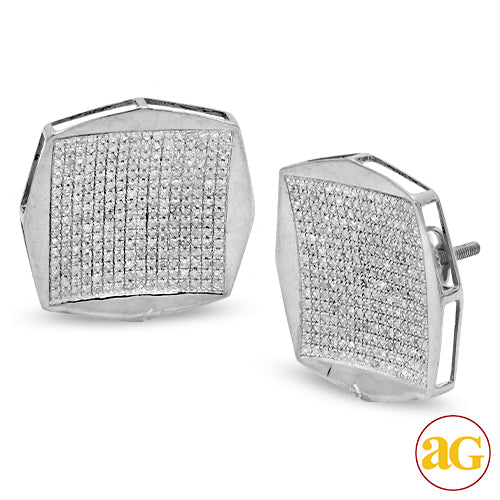 10KW 1.25CTW DIAMOND CONCAVE SQUARE EARRINGS