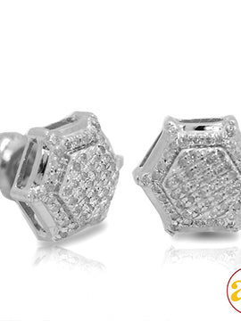 10KW 0.30CTW DIAMOND HEXAGON SHAPE EARRINGS