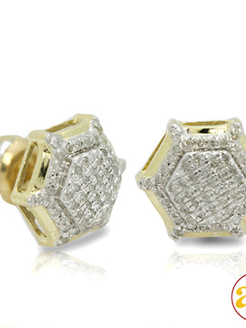 10KY 0.30CTW DIAMOND HEXAGON SHAPE EARRINGS