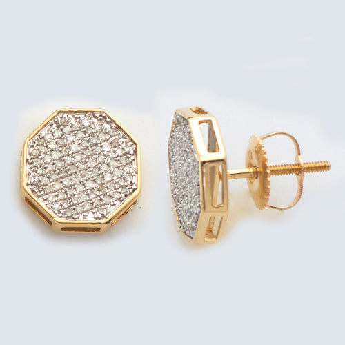 10KY 0.33CTW DIAMOND FLAT OCTAGON SHAPE EARRINGS