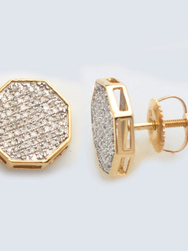 10KY 0.33CTW DIAMOND FLAT OCTAGON SHAPE EARRINGS