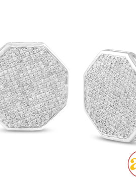 10KW 1.00CTW DIAMOND FLAT OCTAGON EARRINGS