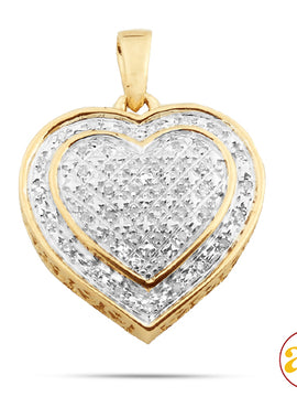 10KY 0.10CTW DIAMOND 3-D HEART SHAPED PENDANT