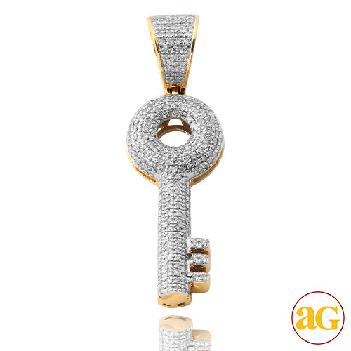 10KY 0.55CTW DIAMOND ROUNDED KEY PENDANT