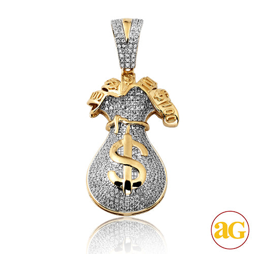 10KY 0.75CTW DIAMOND MONEY BAG PENDANT