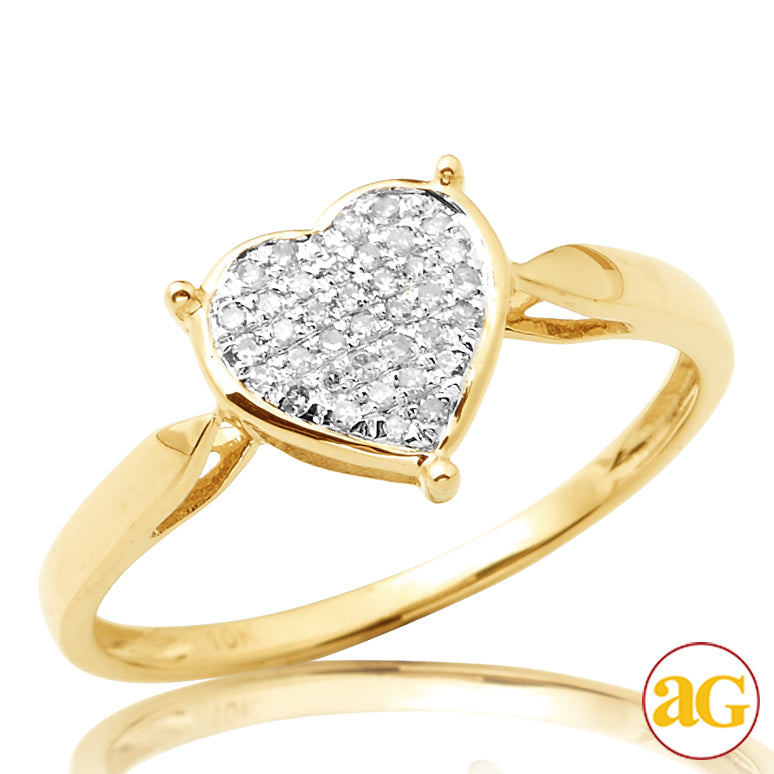 10KY 0.15CTW PRONG DIAMOND HEART RING