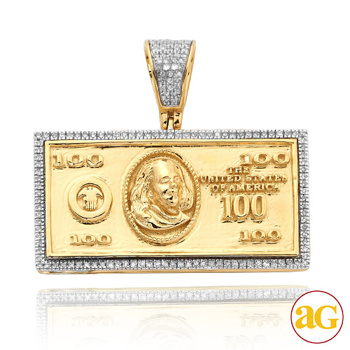 10KY 0.40CTW DIAMOND $100 BILL PENDANT