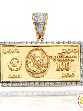 10KY 0.40CTW DIAMOND $100 BILL PENDANT