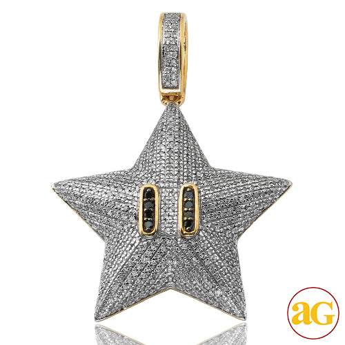 10KY 1.00CTW BLACK AND WHITE DIAMOND STAR EMOJI