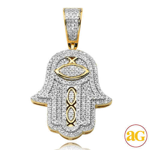 10KY 0.45CTW DIAMOND HAMZA PENDANT