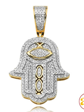 10KY 0.45CTW DIAMOND HAMZA PENDANT