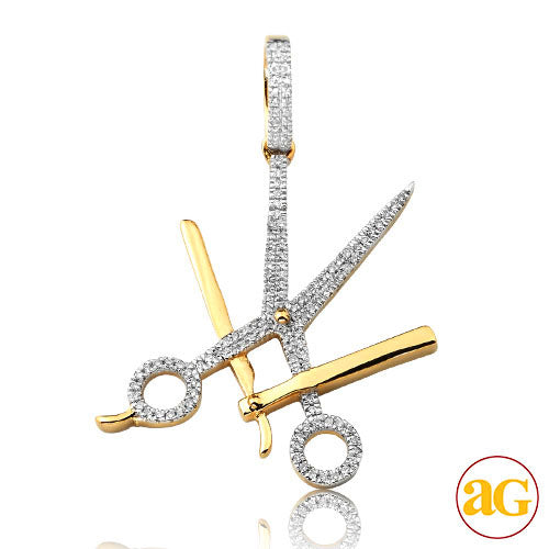 10KY 0.25CTW DIAMOND BARBER SCISSORS AND BLADE