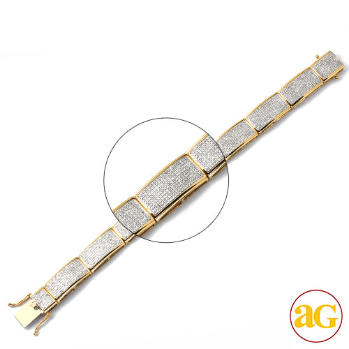 10KY 5.00CTW DIAMOND MENS FLAT PAVE BRACELET