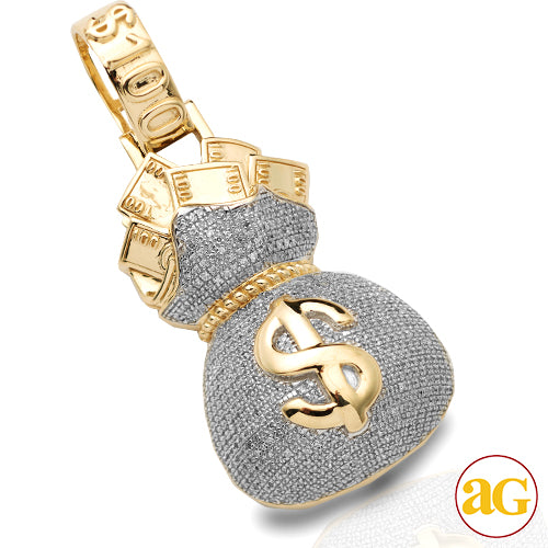 10KY 1.15CTW DIAMOND &apos;MONEYBAG&apos; PENDANT