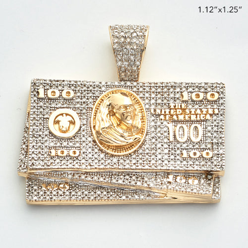 10KY 1.00CTW DIAMOND $100 MONEY STACK PENDANT