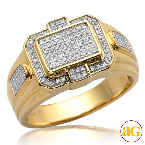 10KY 0.30CTW MICROPAVE DIAMOND 3-D RECTANGLE MENS