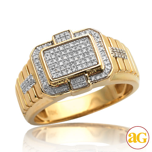 10KY 0.35CTW MICROPAVE DIAMOND 3-D RECTANGLE MENS