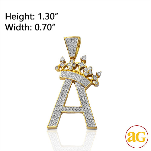 10KY 0.40CTW DIAMOND INITIAL WITH CROWN PENDANT -