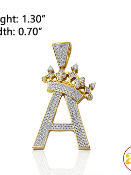 10KY 0.40CTW DIAMOND INITIAL WITH CROWN PENDANT -