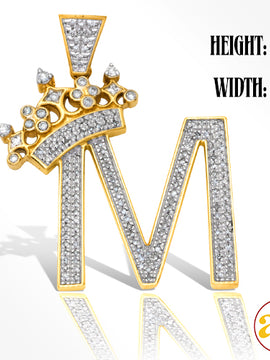 10KY 0.50CTW DIAMOND INITIAL WITH CROWN PENDANT -