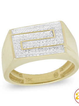 10KY 0.30CTW DIAMOND RECTANGLE HEAD MENS RING