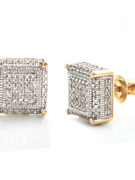 10KY 0.40CTW DIAMOND CUBE EARRINGS