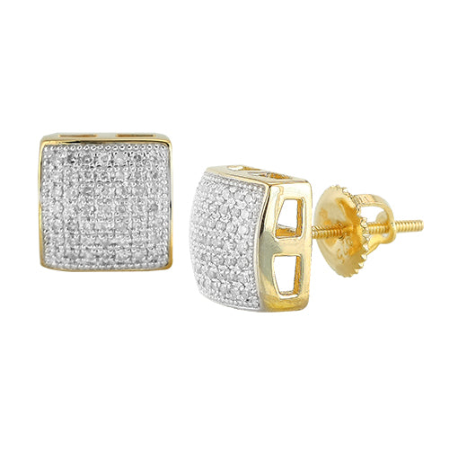 10KY 0.35CTW DIAMOND CUBE DOME EARRINGS